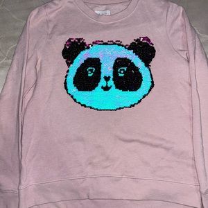 Sequin Panda Long Sleeve Sweater